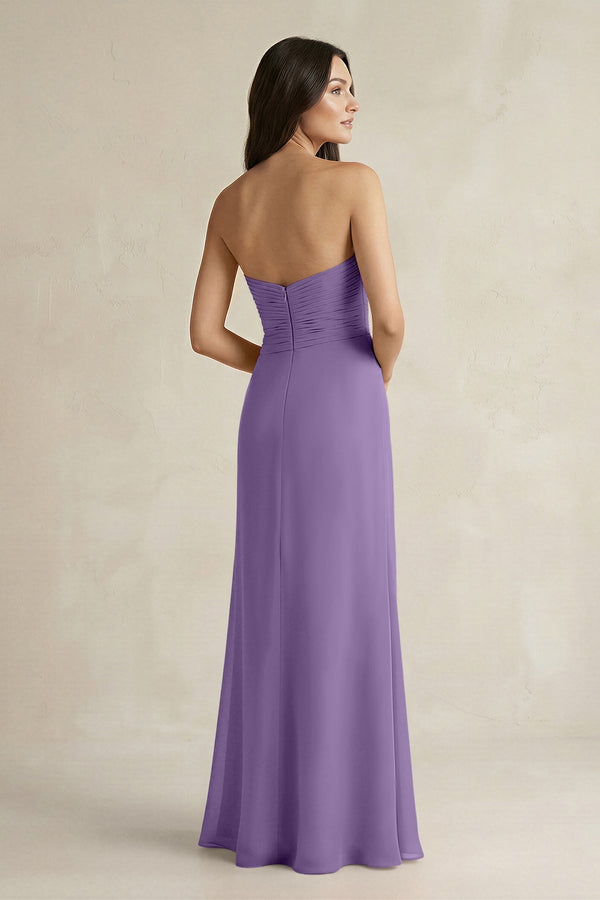 Sweetheart Chiffon Pleated Sheath Bridesmaid Dress in Tahiti - KissProm Bridesmaid Dresses