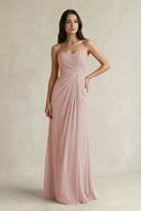 Sweetheart Chiffon Pleated Sheath Bridesmaid Dress in Toffee - KissProm Bridesmaid Dresses