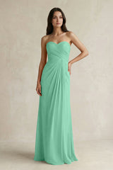 Sweetheart Chiffon Pleated Sheath Bridesmaid Dress in Turquoise - KissProm Bridesmaid Dresses