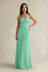 Sweetheart Chiffon Pleated Sheath Bridesmaid Dress in Turquoise - KissProm Bridesmaid Dresses