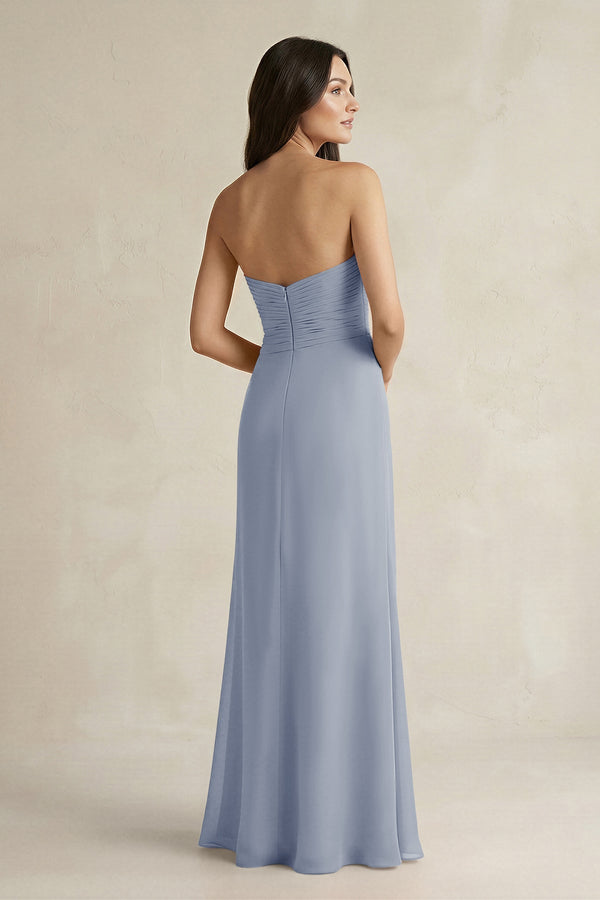 Sweetheart Chiffon Pleated Sheath Bridesmaid Dress in Twilight - KissProm Bridesmaid Dresses