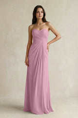 Sweetheart Chiffon Pleated Sheath Bridesmaid Dress in Vintage Mauve - KissProm Bridesmaid Dresses