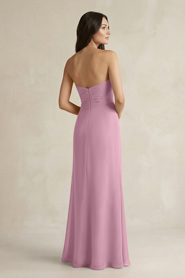 Sweetheart Chiffon Pleated Sheath Bridesmaid Dress in Vintage Mauve - KissProm Bridesmaid Dresses