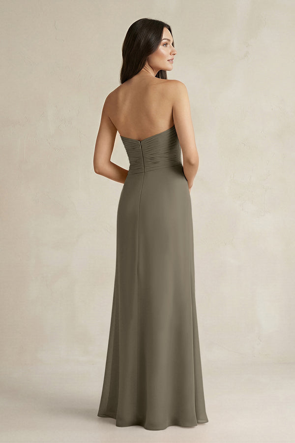 Sweetheart Chiffon Pleated Sheath Bridesmaid Dress in Willow Green - KissProm Bridesmaid Dresses