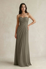Sweetheart Chiffon Pleated Sheath Bridesmaid Dress in Willow Green - KissProm Bridesmaid Dresses