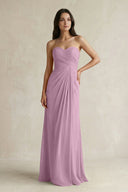 Sweetheart Chiffon Pleated Sheath Bridesmaid Dress in Wisteria - KissProm Bridesmaid Dresses