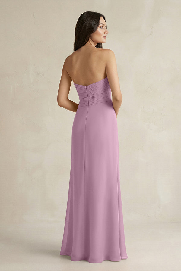 Sweetheart Chiffon Pleated Sheath Bridesmaid Dress in Wisteria - KissProm Bridesmaid Dresses