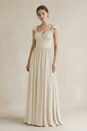 Sweetheart Chiffon Ruffled A - Line Corset Bridesmaid Dress in Dove Gray - KissProm Bridesmaid Dresses