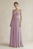 Sweetheart Chiffon Ruffled A - Line Corset Bridesmaid Dress in Dusk - KissProm Bridesmaid Dresses