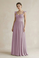 Sweetheart Chiffon Ruffled A - Line Corset Bridesmaid Dress in Dusk - KissProm Bridesmaid Dresses