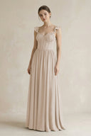 Sweetheart Chiffon Ruffled A - Line Corset Bridesmaid Dress in Frost - KissProm Bridesmaid Dresses