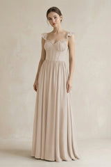 Sweetheart Chiffon Ruffled A - Line Corset Bridesmaid Dress in Frost - KissProm Bridesmaid Dresses