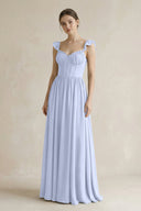 Sweetheart Chiffon Ruffled A - Line Corset Bridesmaid Dress in Ice - KissProm Bridesmaid Dresses