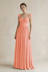 Sweetheart Chiffon Ruffled A - Line Corset Bridesmaid Dress in Rosette - KissProm Bridesmaid Dresses