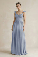Sweetheart Chiffon Ruffled A - Line Corset Bridesmaid Dress in Twilight - KissProm Bridesmaid Dresses