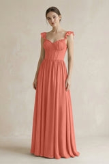 Sweetheart Chiffon Ruffled A - Line Corset Bridesmaid Dress in Wild Rose - KissProm Bridesmaid Dresses