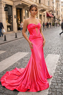 Sweetheart Satin Mermaid Long Prom Dress - KISSPROM PROM DRESSES