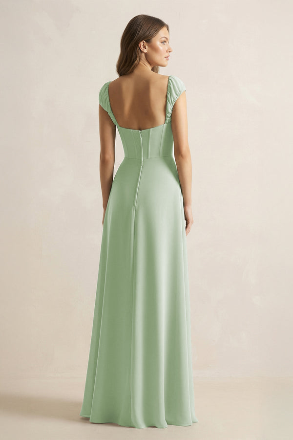 Sweetheart Corset A-Line Chiffon Bridesmaid Dress in Sage, Sage / 28 Sweetheart Corset A-Line Chiffon Bridesmaid Dress in Sage, Sage / 28