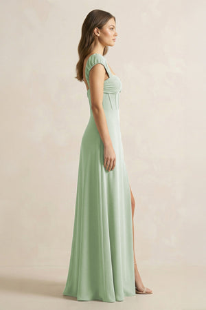Sweetheart Corset A - Line Chiffon Bridesmaid Dress - KissProm Bridesmaid Dresses
