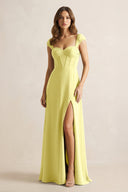 Sweetheart Corset A - Line Chiffon Bridesmaid Dress in Buttercup - KissProm Bridesmaid Dresses