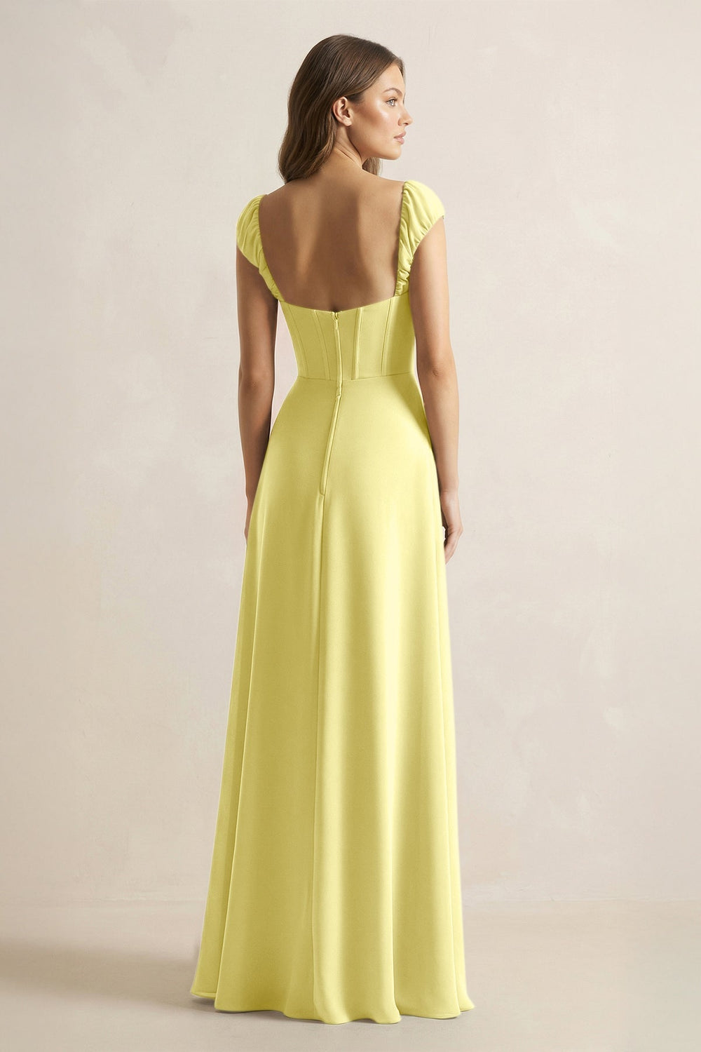 Sweetheart Corset A - Line Chiffon Bridesmaid Dress in Buttercup - KissProm Bridesmaid Dresses