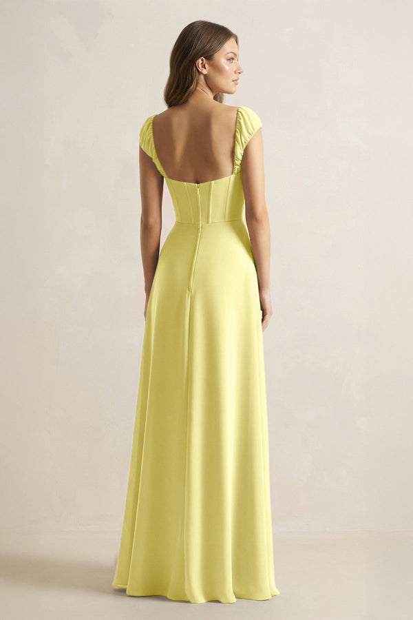 Sweetheart Corset A - Line Chiffon Bridesmaid Dress in Buttercup - KissProm Bridesmaid Dresses