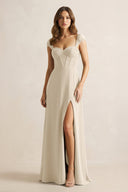 Sweetheart Corset A - Line Chiffon Bridesmaid Dress in Champagne - KissProm Bridesmaid Dresses