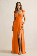 Sweetheart Corset A - Line Chiffon Bridesmaid Dress in Cinnamon - KissProm Bridesmaid Dresses