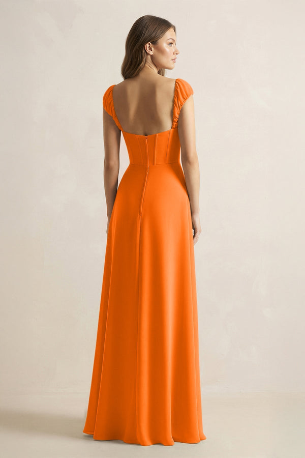 Sweetheart Corset A - Line Chiffon Bridesmaid Dress in Cinnamon - KissProm Bridesmaid Dresses