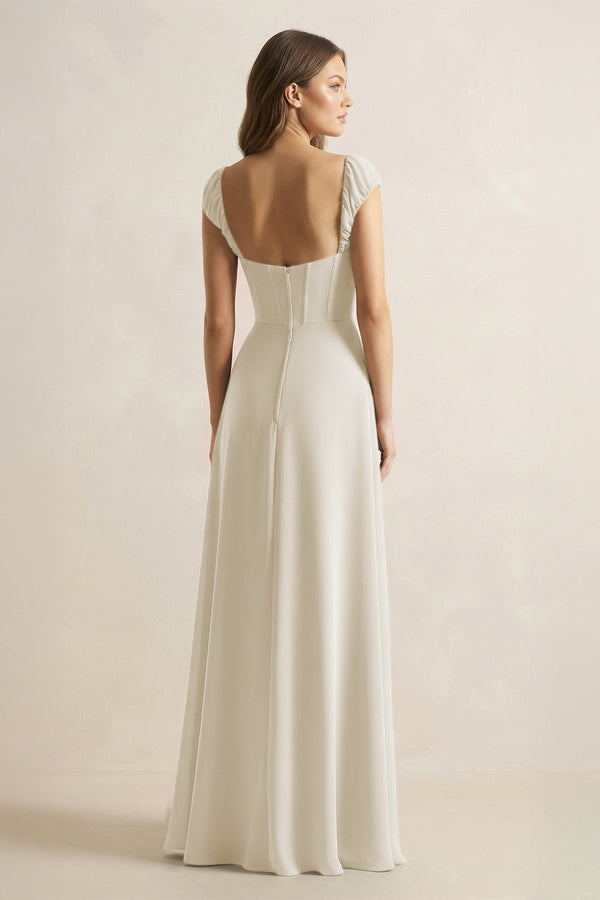 Sweetheart Corset A - Line Chiffon Bridesmaid Dress in Dove Gray - KissProm Bridesmaid Dresses