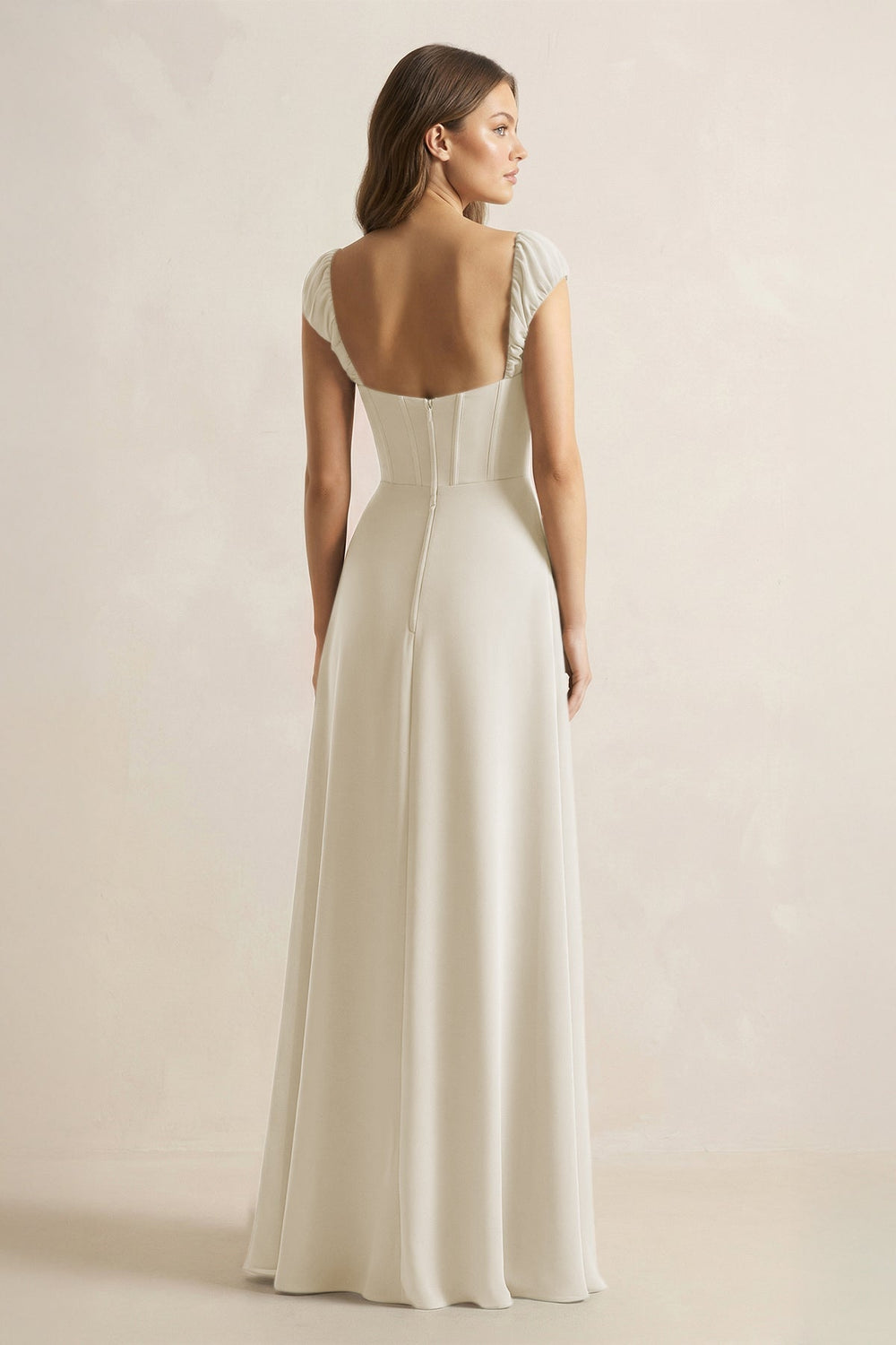 Sweetheart Corset A - Line Chiffon Bridesmaid Dress in Dove Gray - KissProm Bridesmaid Dresses