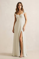 Sweetheart Corset A - Line Chiffon Bridesmaid Dress in Dove Gray - KissProm Bridesmaid Dresses