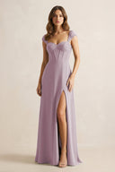 Sweetheart Corset A - Line Chiffon Bridesmaid Dress in Dusk - KissProm Bridesmaid Dresses