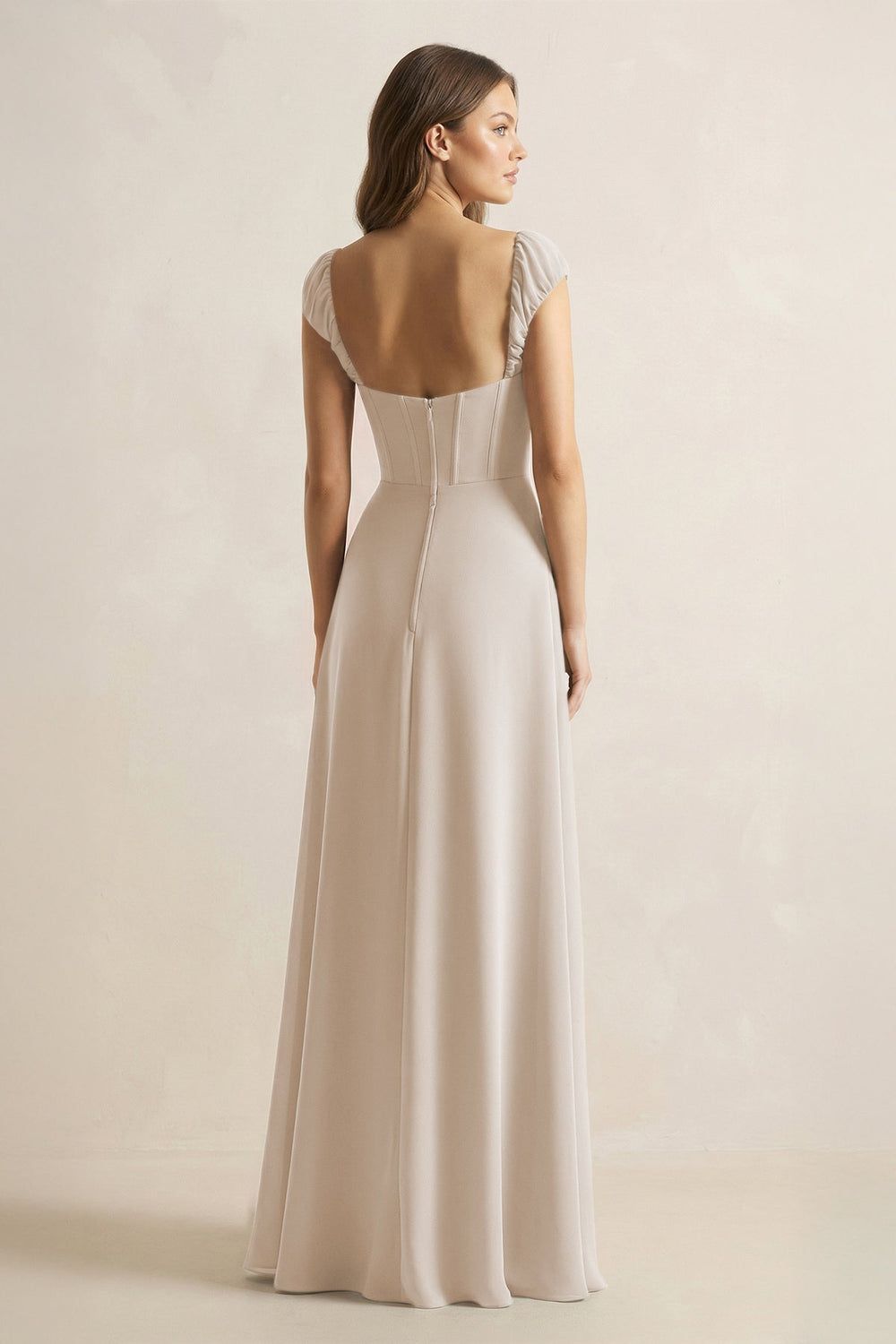 Sweetheart Corset A - Line Chiffon Bridesmaid Dress in Frost - KissProm Bridesmaid Dresses