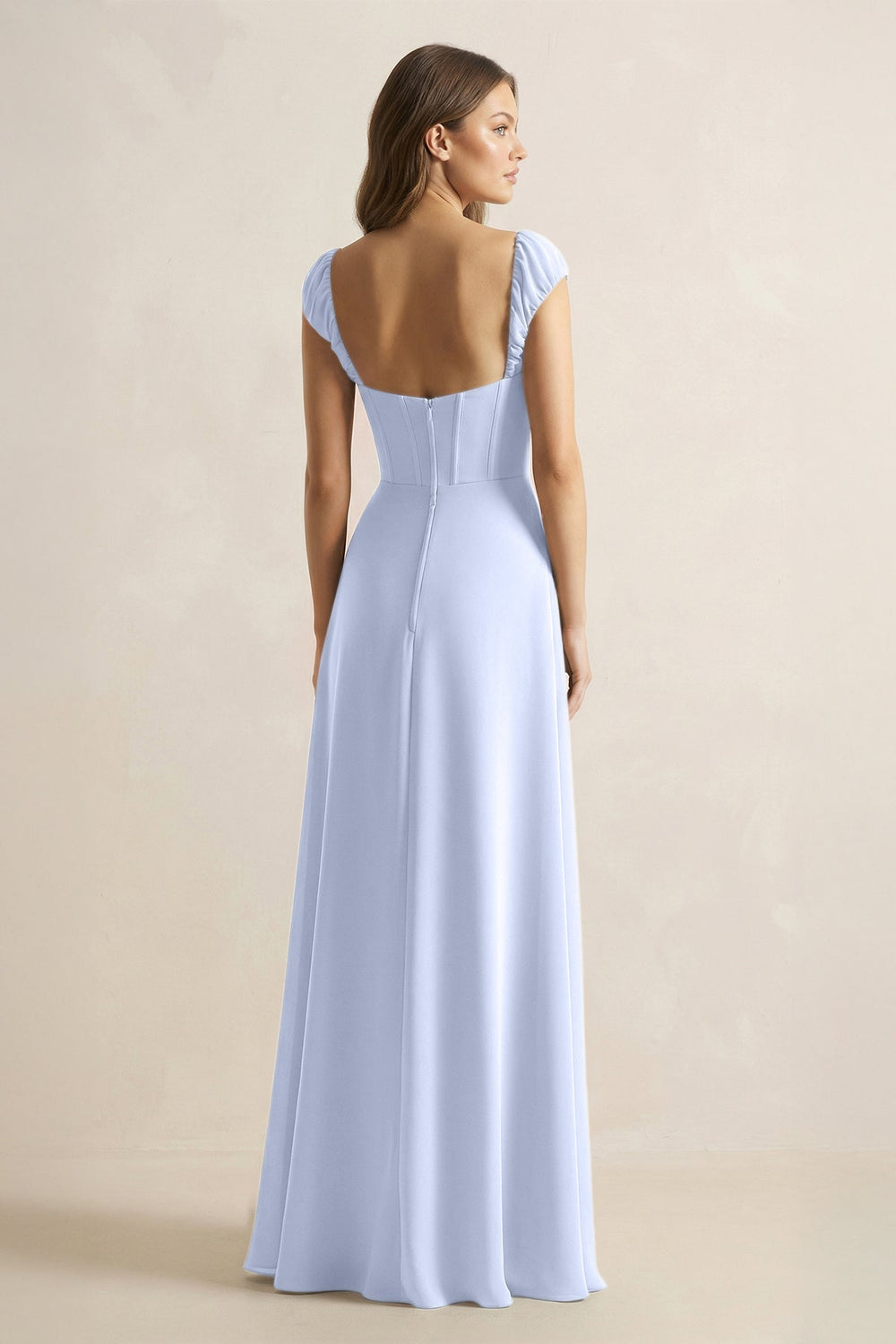 Sweetheart Corset A - Line Chiffon Bridesmaid Dress in Ice - KissProm Bridesmaid Dresses
