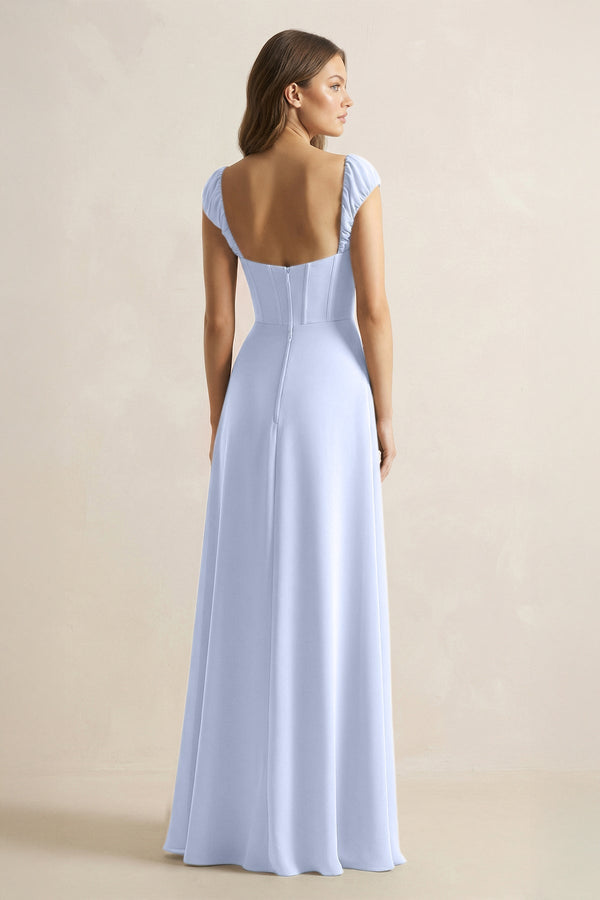Sweetheart Corset A - Line Chiffon Bridesmaid Dress in Ice - KissProm Bridesmaid Dresses