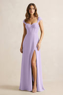 Sweetheart Corset A - Line Chiffon Bridesmaid Dress in Lavender - KissProm Bridesmaid Dresses