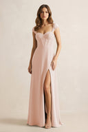 Sweetheart Corset A - Line Chiffon Bridesmaid Dress in Pale Blush - KissProm Bridesmaid Dresses