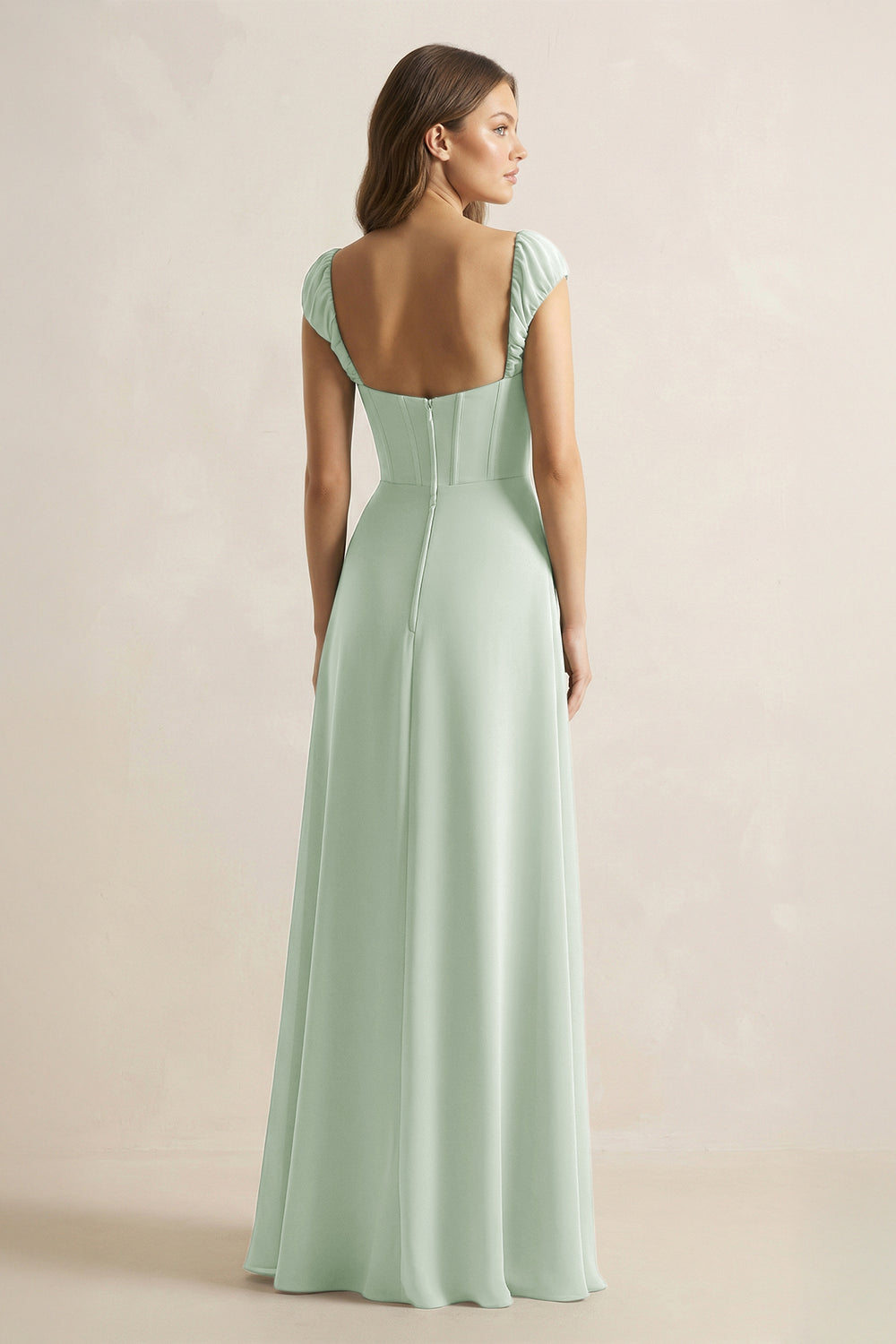 Sweetheart Corset A - Line Chiffon Bridesmaid Dress - KissProm Bridesmaid Dresses