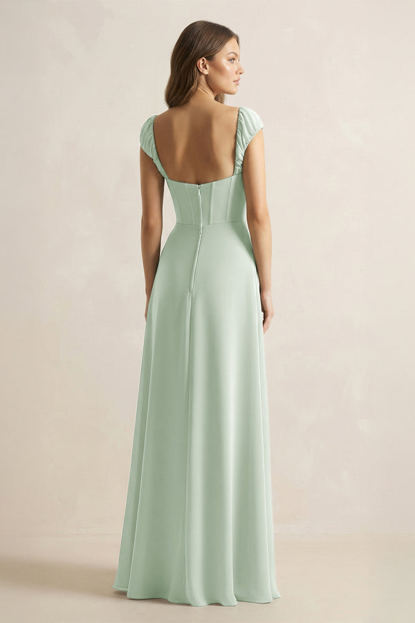 Sweetheart Corset A - Line Chiffon Bridesmaid Dress - KissProm Bridesmaid Dresses