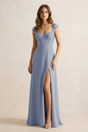Sweetheart Corset A - Line Chiffon Bridesmaid Dress in Twilight - KissProm Bridesmaid Dresses