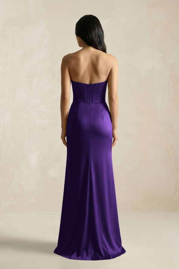 Sweetheart Corset Ruched Bridesmaid Dress in Amethyst - KissProm Bridesmaid Dresses
