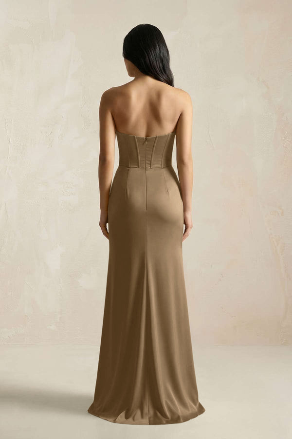Sweetheart Corset Ruched Bridesmaid Dress in Apple Cinnamon - KissProm Bridesmaid Dresses