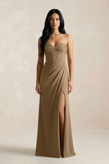 Sweetheart Corset Ruched Bridesmaid Dress in Apple Cinnamon - KissProm Bridesmaid Dresses