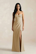 Sweetheart Corset Ruched Bridesmaid Dress in Champagne - KissProm Bridesmaid Dresses