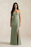 Sweetheart Corset Ruched Bridesmaid Dress in Dove Gray - KissProm Bridesmaid Dresses