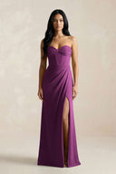Sweetheart Corset Ruched Bridesmaid Dress in Fig - KissProm Bridesmaid Dresses