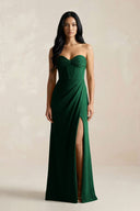 Sweetheart Corset Ruched Bridesmaid Dress in Green - KissProm Bridesmaid Dresses