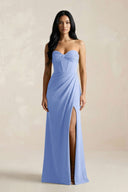 Sweetheart Corset Ruched Bridesmaid Dress in Ice - KissProm Bridesmaid Dresses