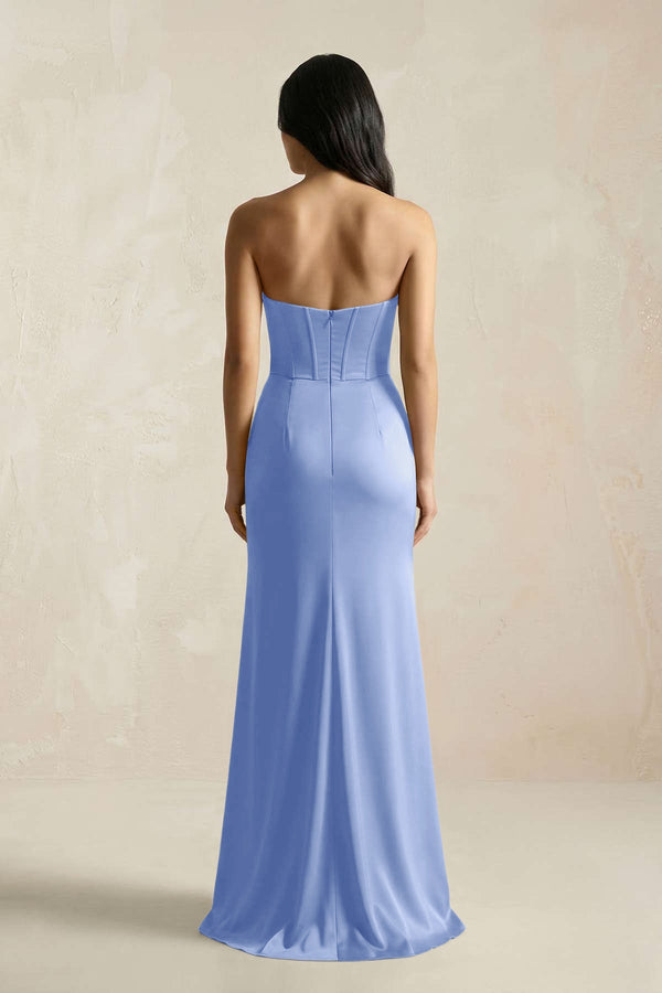 Sweetheart Corset Ruched Bridesmaid Dress in Ice - KissProm Bridesmaid Dresses